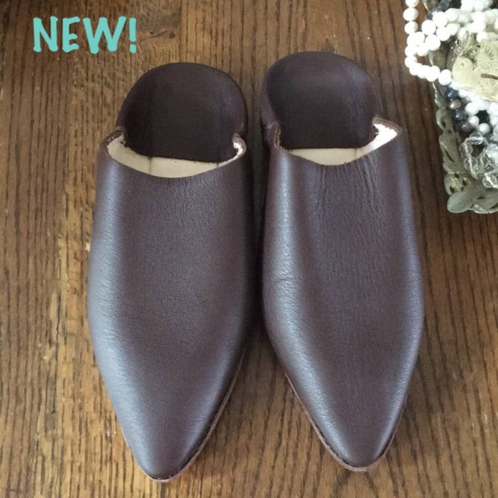 New leather babouche slides from Morocco